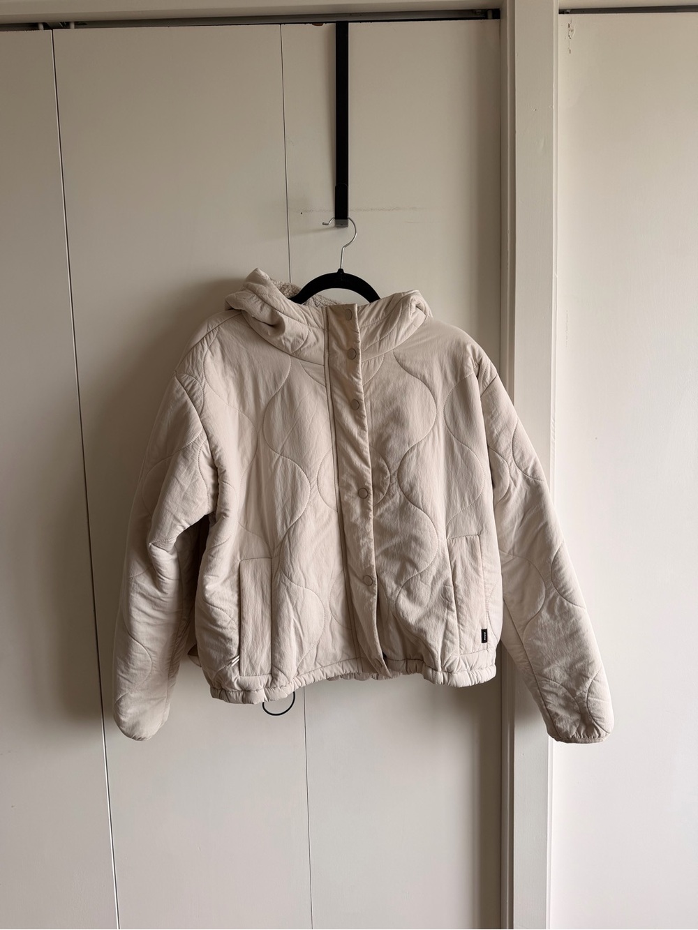 Prana Quilted Encinitas Hooded Jacket in Light Cream